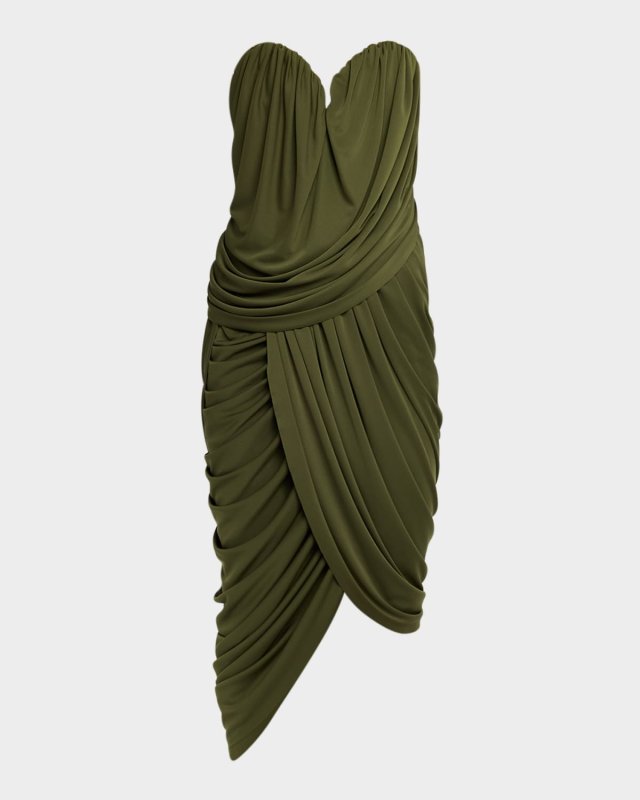 Spencer Strapless Sweetheart Ruched Midi Dress